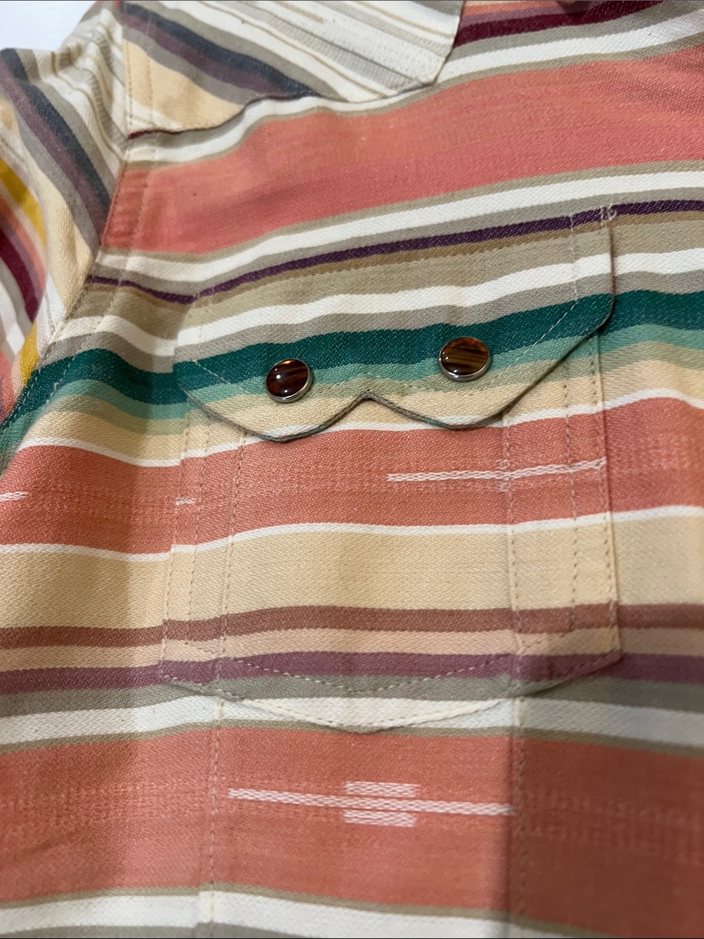 Tasha Polizzi Kids Multi-Stripe Western Shirt - Coral, Teal & Cream - Picture 2 of 10